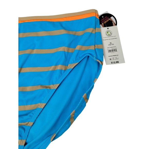 No Boundaries Junior Girls XL Multi Stripe High Cut Leg High Waist Bikini Bottom - Picture 3 of 6